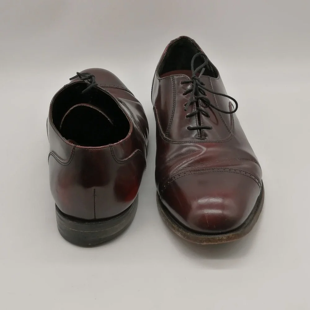 Florsheim Mens Oxford Shoes Brown Leather Lace Up Almond Toe Block Heel 12